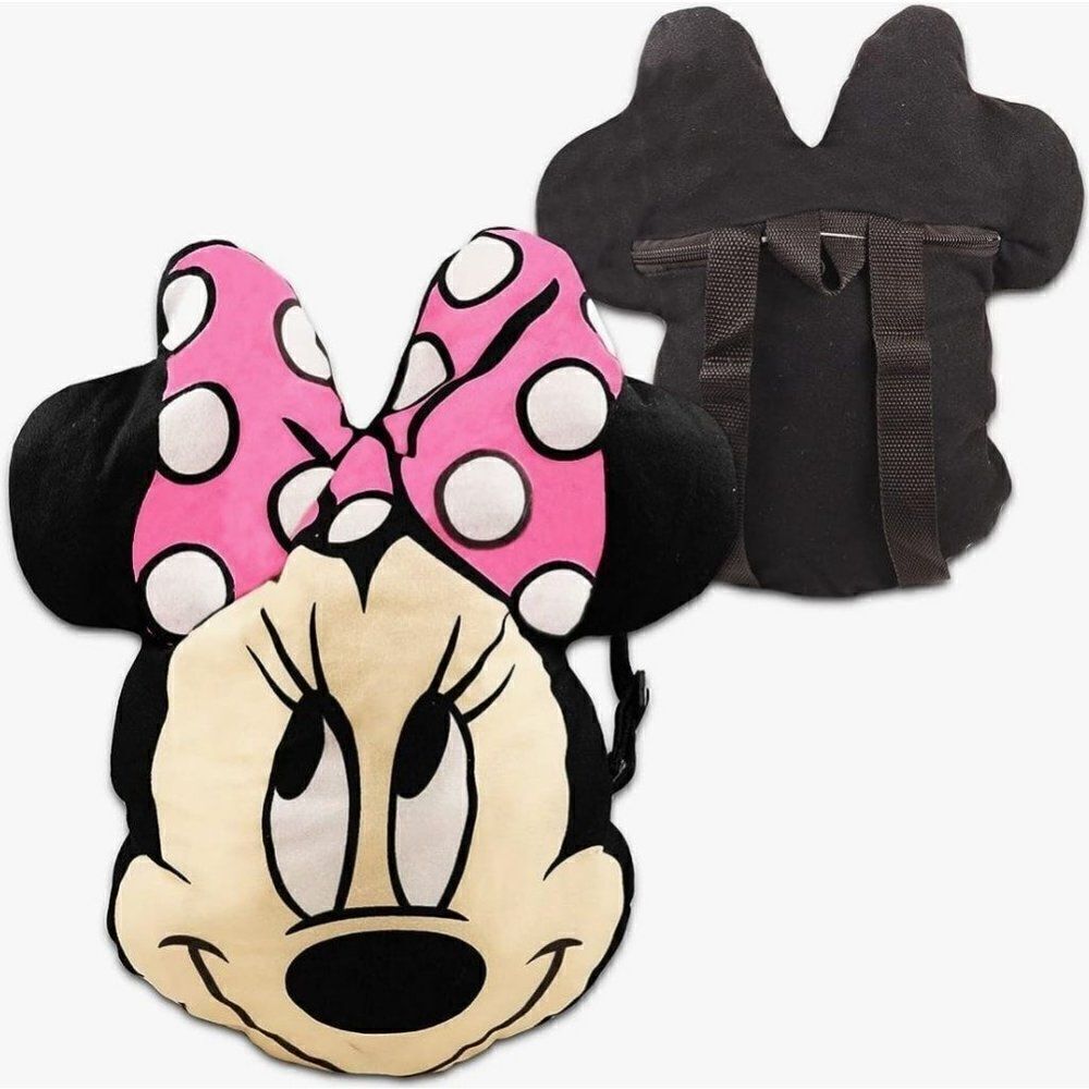 Disney Minnie Mouse Plush Backpack Deluxe 15" Shaped Flat Pillow with Hangtag